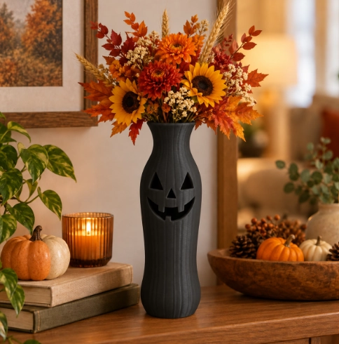 JARRON ESTILO CALABAZA DE HALLOWEEN BEIGE 19 CM PARA EL HOGAR - 3