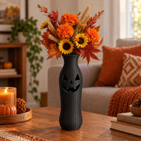 JARRON ESTILO CALABAZA DE HALLOWEEN BEIGE 19 CM PARA EL HOGAR - 5