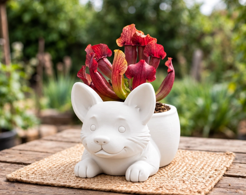 MACETERO DECORATIVO HOGAR- MACETA CORGI 15 CM BLANCO - 1