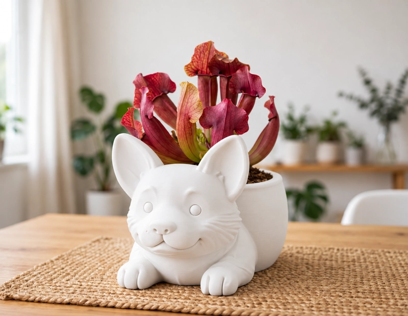 MACETERO DECORATIVO HOGAR- MACETA CORGI 15 CM BLANCO - 3