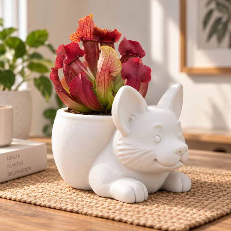 MACETERO DECORATIVO HOGAR- MACETA CORGI 15 CM BLANCO - 4