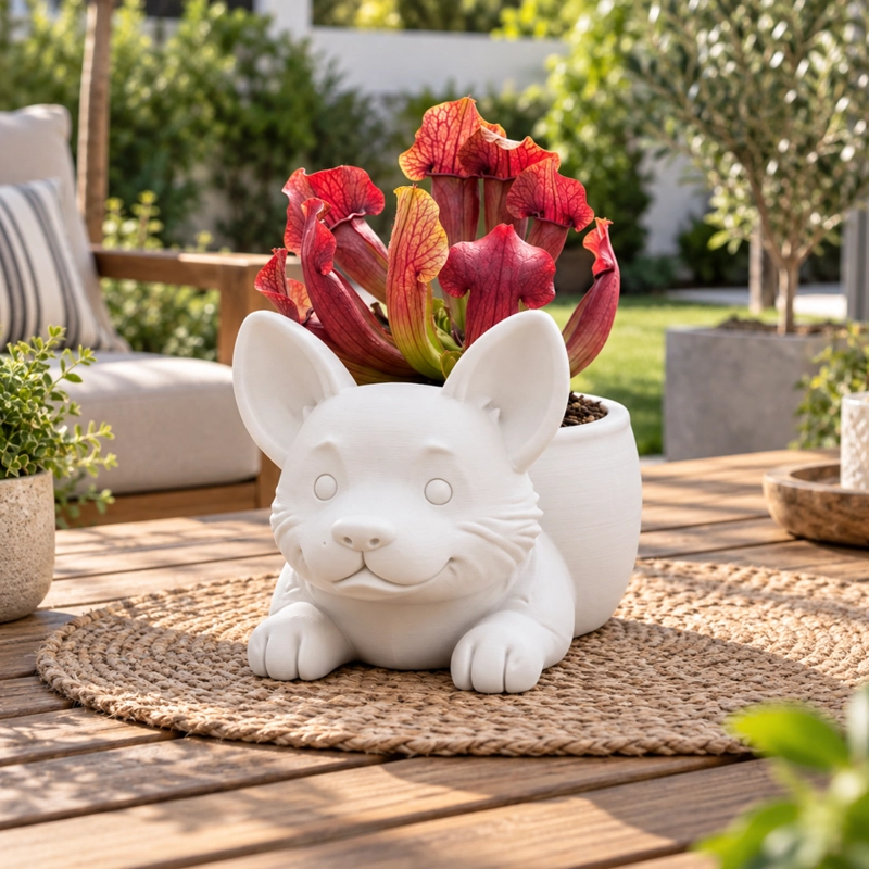 MACETERO DECORATIVO HOGAR- MACETA CORGI 15 CM BLANCO - 5
