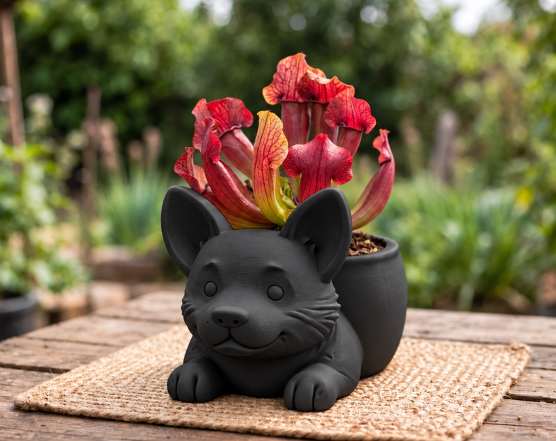 MACETERO DECORATIVO HOGAR- MACETA CORGI 15 CM NEGRO - 1