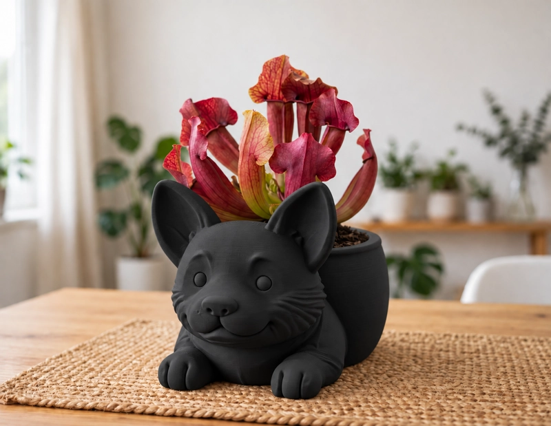 MACETERO DECORATIVO HOGAR- MACETA CORGI 15 CM NEGRO - 3