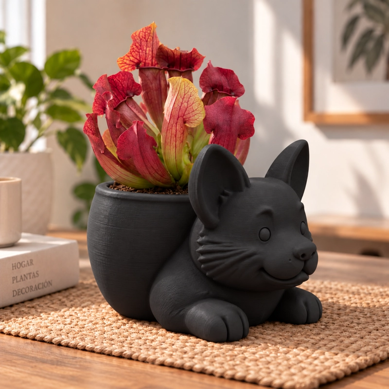 MACETERO DECORATIVO HOGAR- MACETA CORGI 15 CM NEGRO - 4