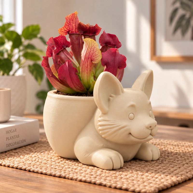 MACETERO DECORATIVO HOGAR- MACETA CORGI 15 CM BEIGE - 1