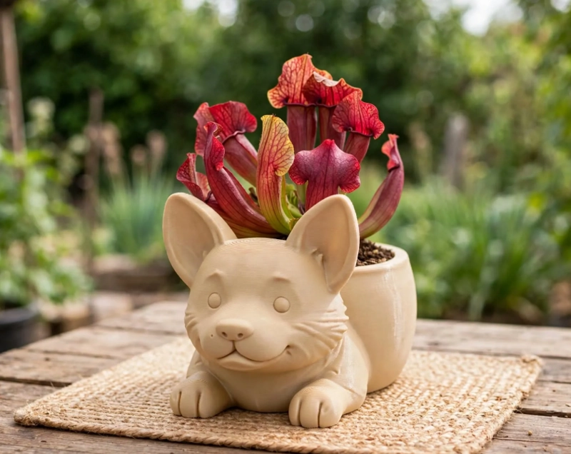 MACETERO DECORATIVO HOGAR- MACETA CORGI 15 CM BEIGE - 3