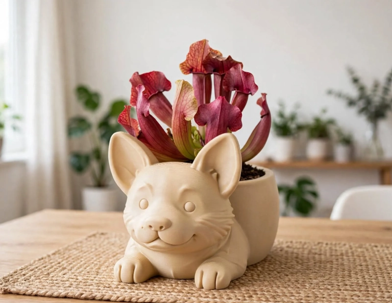 MACETERO DECORATIVO HOGAR- MACETA CORGI 15 CM BEIGE - 4