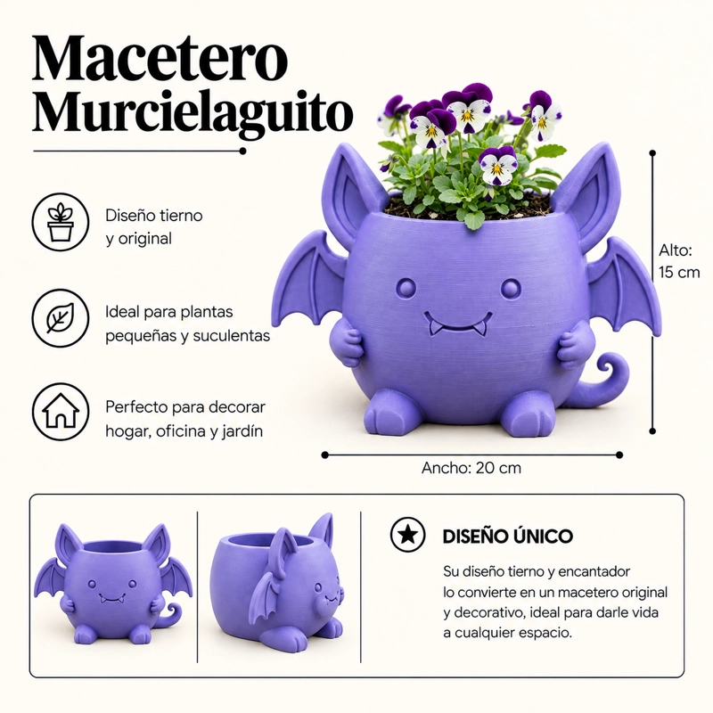 MACETERO DECORATIVO HOGAR- MACETA MURCIE LAGO 15 CM MORADO - 2