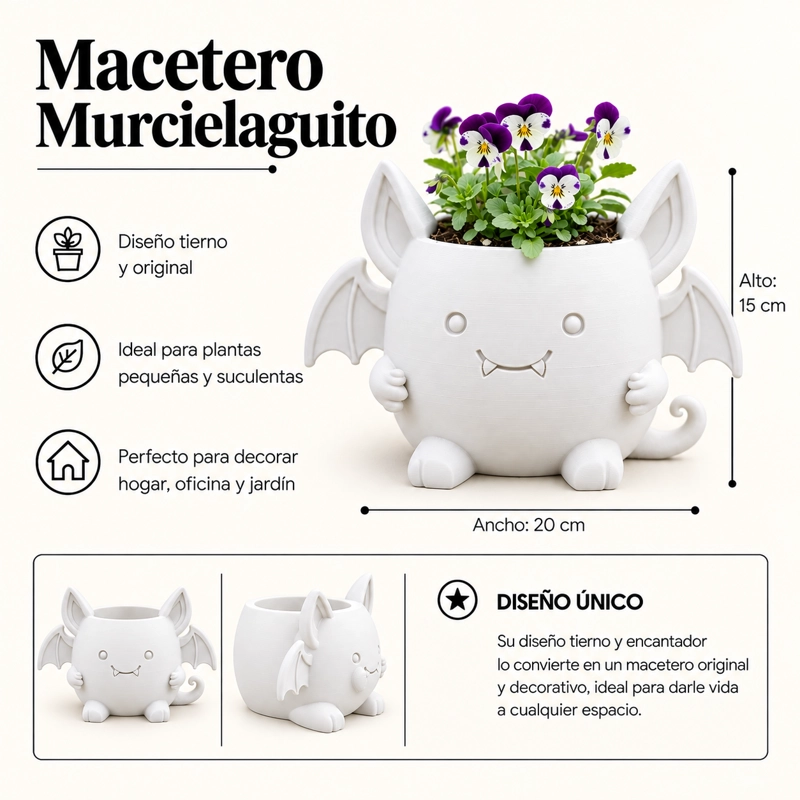 MACETERO DECORATIVO HOGAR- MACETA MURCIE LAGO 15 CM BLANCO - 2