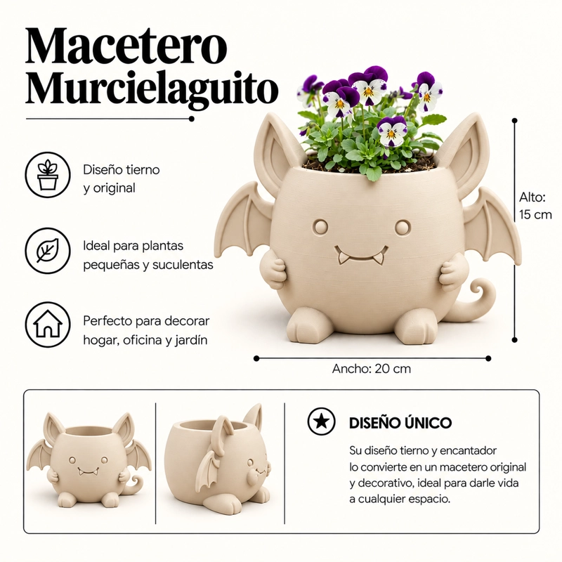 MACETERO DECORATIVO HOGAR- MACETA MURCIE LAGO 15 CM BEIGE - 2