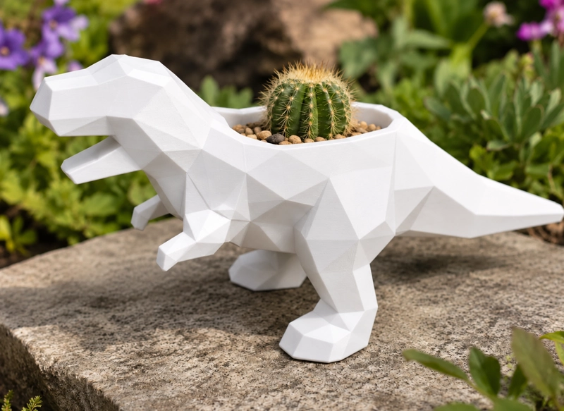 MACETERO DECORATIVO HOGAR- MACETA T-REX 15 CM BLANCO - 4