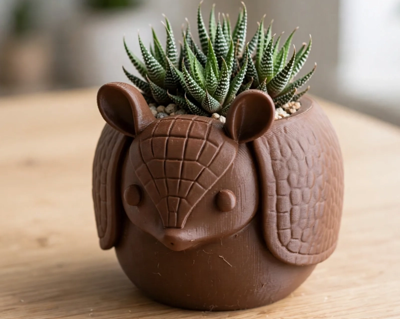 MACETERO DECORATIVO HOGAR- MACETA ARMADILLO 15 CM MARRON - 1