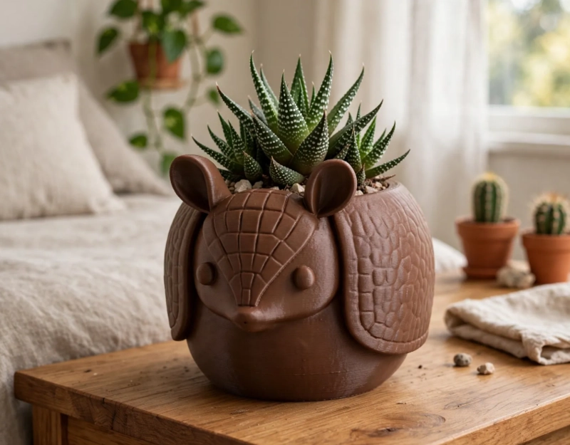MACETERO DECORATIVO HOGAR- MACETA ARMADILLO 15 CM MARRON - 3