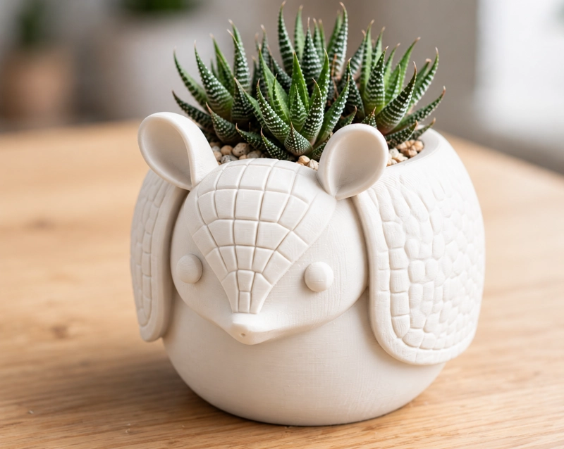MACETERO DECORATIVO HOGAR- MACETA ARMADILLO 15 CM BLANCO - 1