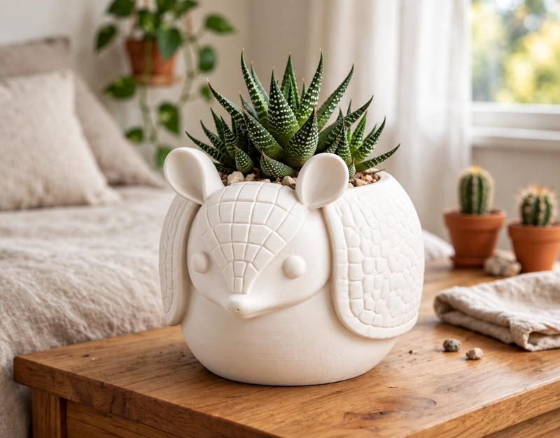 MACETERO DECORATIVO HOGAR- MACETA ARMADILLO 15 CM BLANCO - 4