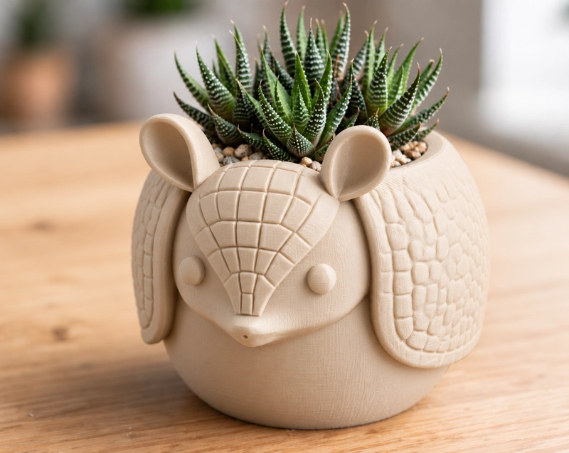 MACETERO DECORATIVO HOGAR- MACETA ARMADILLO 15 CM BEIGE - 1