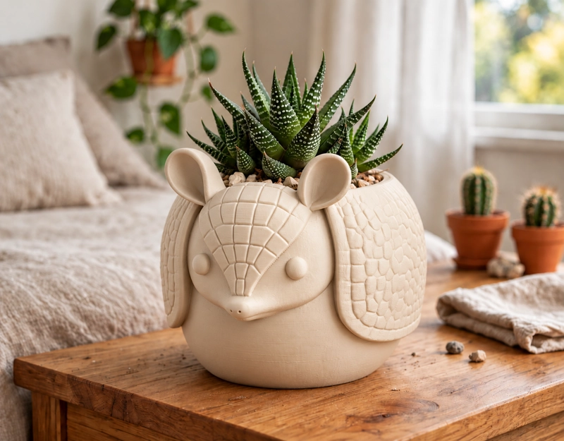 MACETERO DECORATIVO HOGAR- MACETA ARMADILLO 15 CM BEIGE - 3