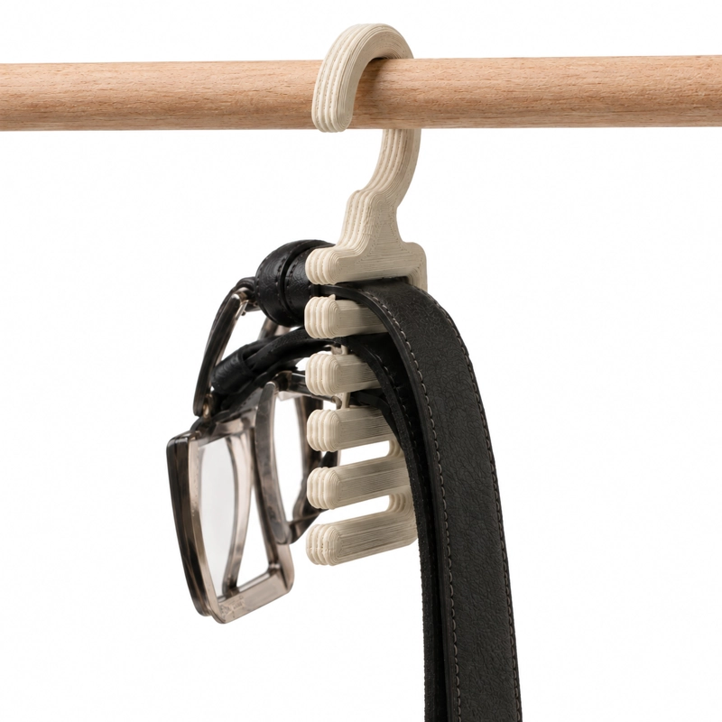 PERCHERO ORGANIZADOR PARA CINTURONES, CORREAS Y ACCESORIOS BEIGE - 1