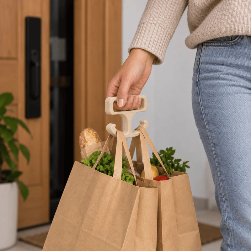 TRANSPORTADOR DE BOLSAS DE COMPRAS BEIGE - 1