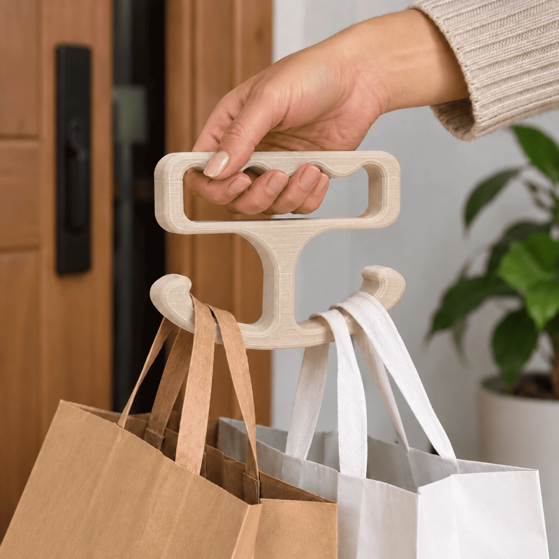 TRANSPORTADOR DE BOLSAS DE COMPRAS BEIGE - 2
