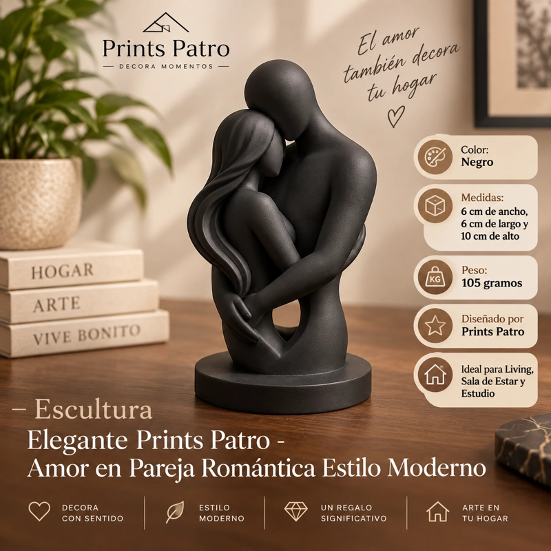 ESCULTURA ELEGANTE PRINTS PATRO - AMOR EN PAREJA ROMANTICA NEGRO - 1