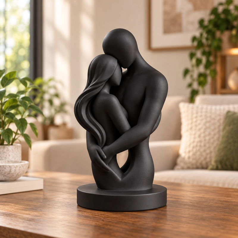 ESCULTURA ELEGANTE PRINTS PATRO - AMOR EN PAREJA ROMANTICA NEGRO - 2