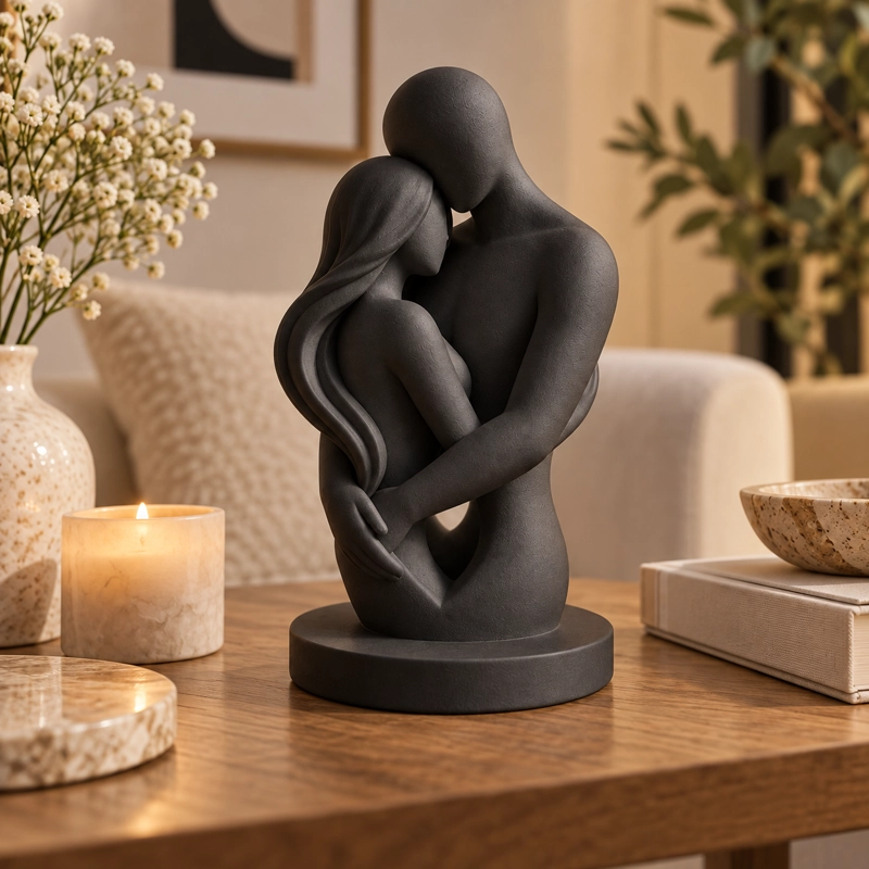 ESCULTURA ELEGANTE PRINTS PATRO - AMOR EN PAREJA ROMANTICA NEGRO - 4