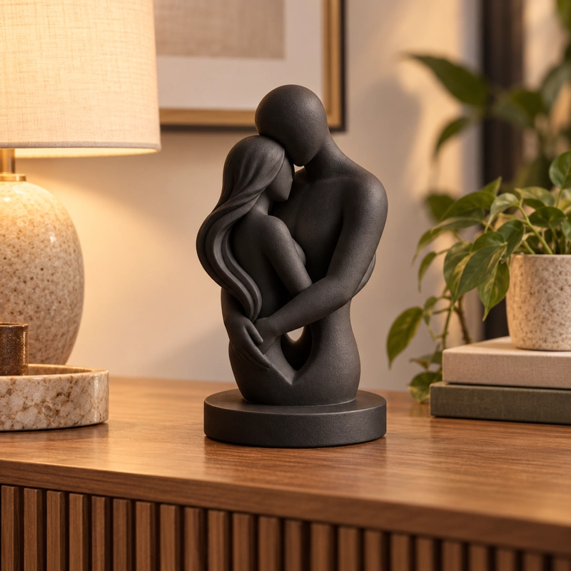 ESCULTURA ELEGANTE PRINTS PATRO - AMOR EN PAREJA ROMANTICA NEGRO - 5