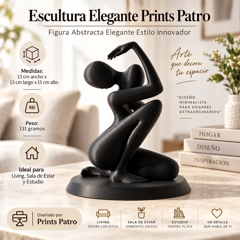 ESCULTURA ELEGANTE PRINTS PATRO - FIGURA ABSTRACTA ELEGANTE NEGRO - 1