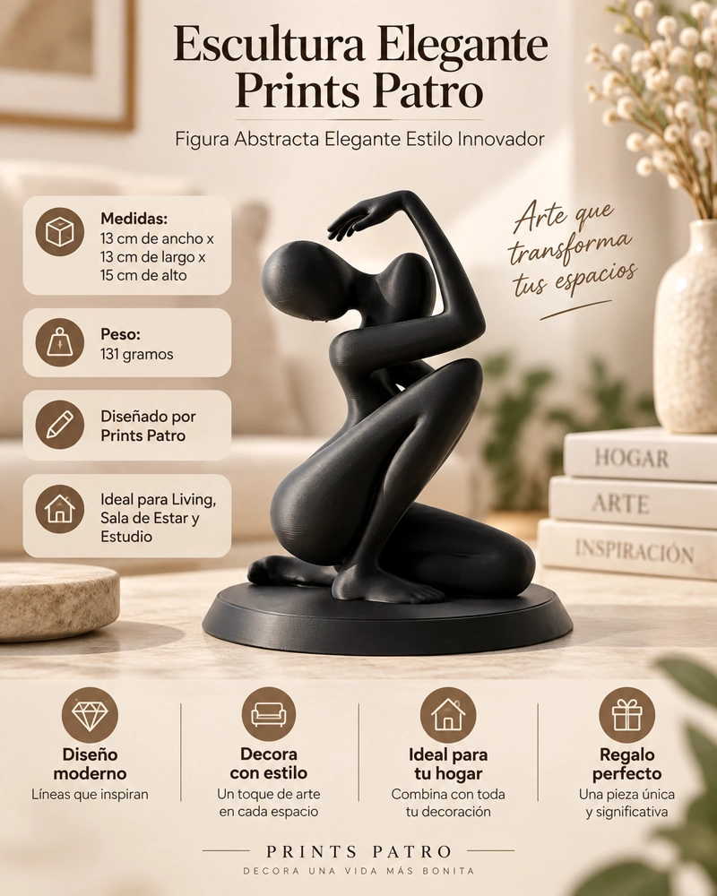 ESCULTURA ELEGANTE PRINTS PATRO - FIGURA ABSTRACTA ELEGANTE NEGRO - 3