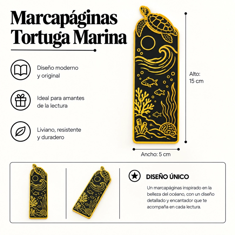 MARCAPAGINAS PRINTS PATRO- TORTUGA MARINA 15 CM NEGRO - 2
