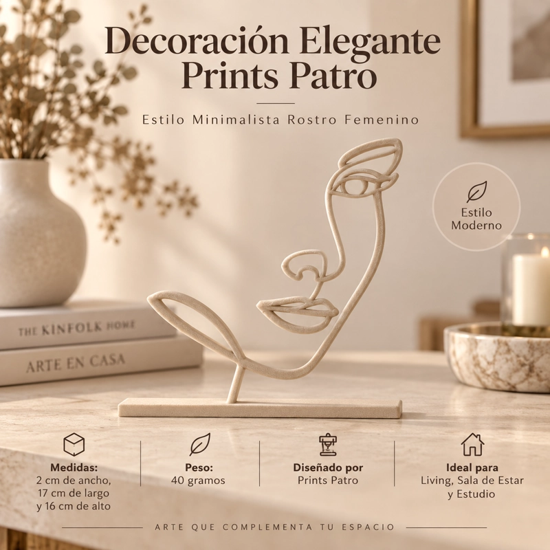 DECORACION ELEGANTE PRINTS PATRO - ESTILO MINIMALISTA ROSTRO FEMENINO BEIGE - 1