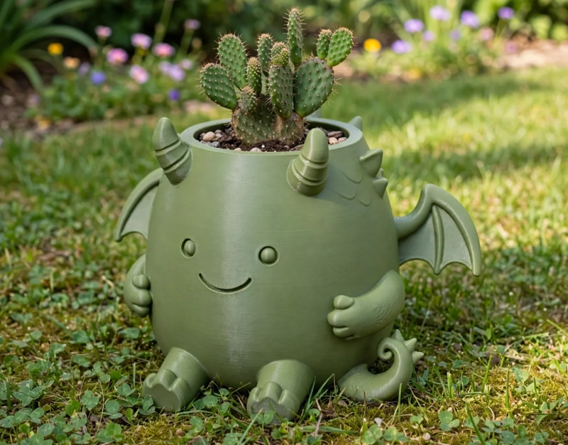 MACETERO DECORATIVO HOGAR- MACETA DRAGON 15 CM VERDE - 3