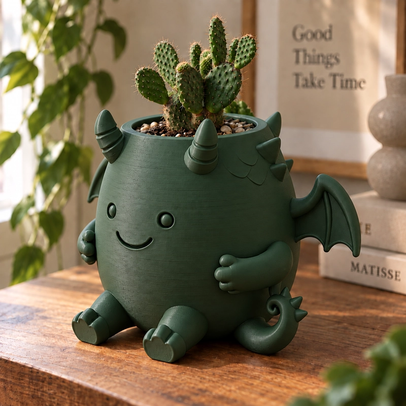 MACETERO DECORATIVO HOGAR- MACETA DRAGON 15 CM VERDE - 4