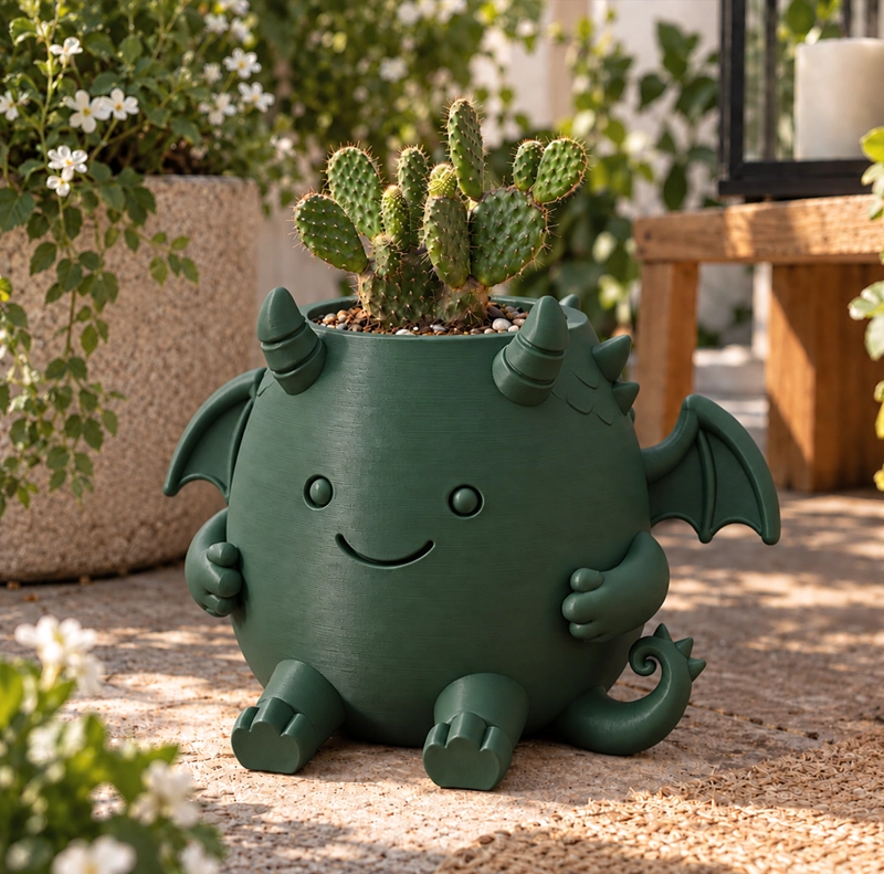 MACETERO DECORATIVO HOGAR- MACETA DRAGON 15 CM VERDE - 5