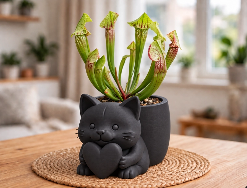 MACETERO DECORATIVO HOGAR- MACETA MICHI CORAZON 15 CM NEGRO - 3