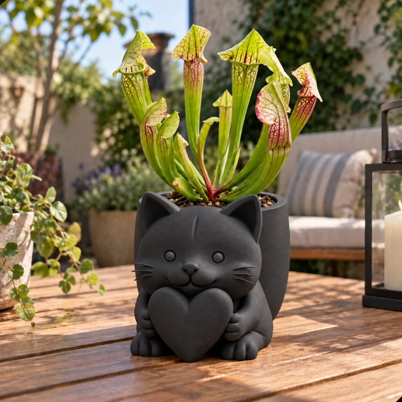 MACETERO DECORATIVO HOGAR- MACETA MICHI CORAZON 15 CM NEGRO - 5