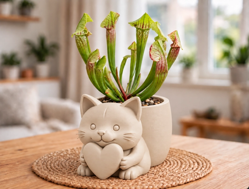MACETERO DECORATIVO HOGAR- MACETA MICHI CORAZON 15 CM BEIGE - 3