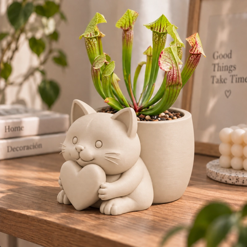 MACETERO DECORATIVO HOGAR- MACETA MICHI CORAZON 15 CM BEIGE - 4