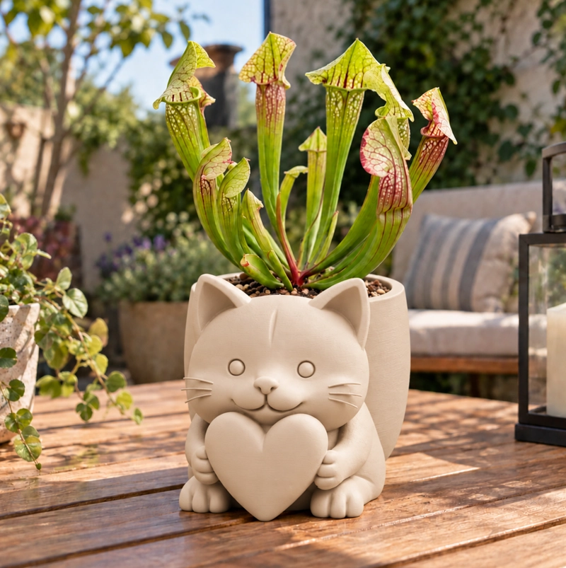 MACETERO DECORATIVO HOGAR- MACETA MICHI CORAZON 15 CM BEIGE - 5