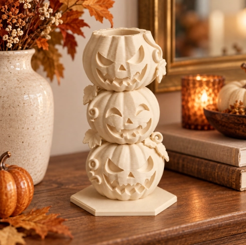 JARRON DE HALLOWEEN TRES CALABAZAS BEIGE PARA EL HOGAR - 4