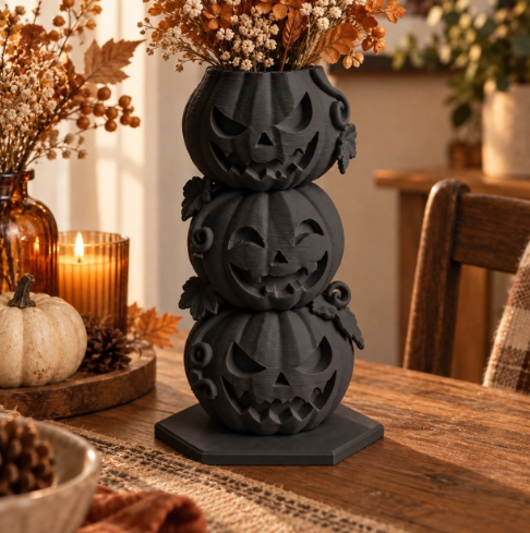 JARRON DE HALLOWEEN TRES CALABAZAS BEIGE PARA EL HOGAR - 5