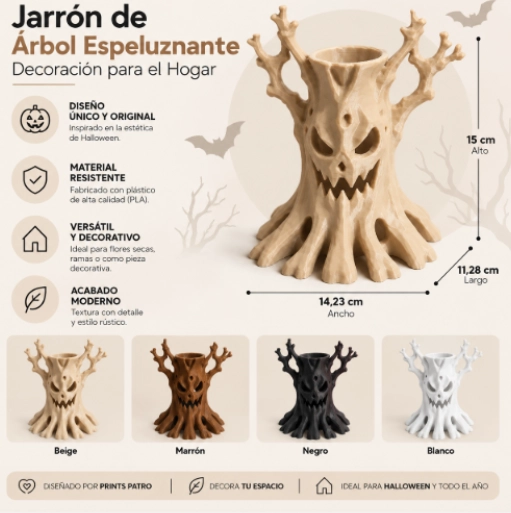 JARRON DE ARBOL ESPELUZNANTE NEGRO PARA EL HOGAR - 2