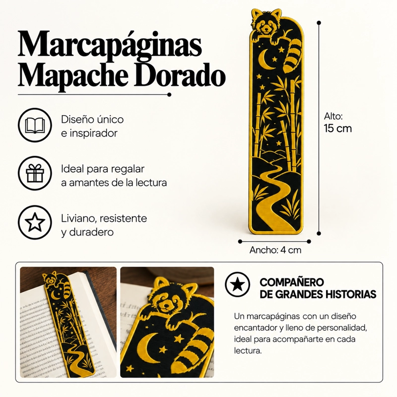MARCAPAGINAS PRINTS PATRO- MAPACHE 15 CM - 2