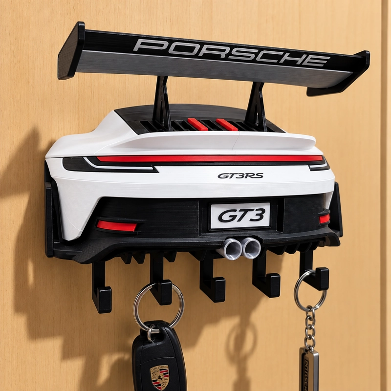 PORTALLAVES AUTO DEPORTIVO 3D DECORATIVO PARA PARED ORGANIZADOR BLANCO - 1