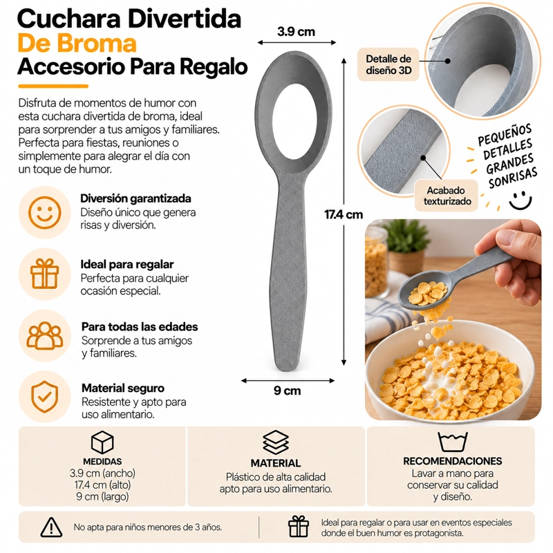 CUCHARA DIVERTIDA DE BROMA ACCESORIO PARA REGALO - 3
