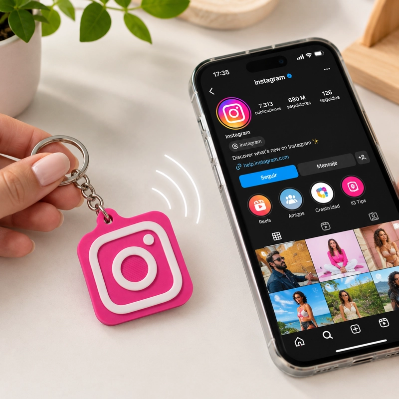 LLAVERO INSTAGRAM NFC ACCESO RAPIDO A REDES SOCIALES MORADO - 1