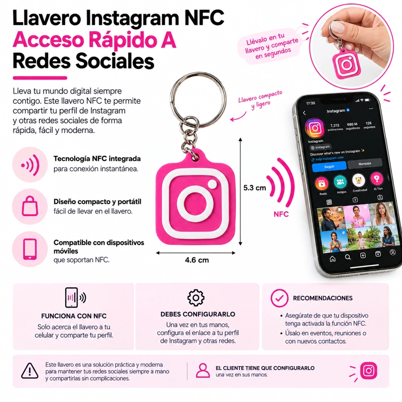 LLAVERO INSTAGRAM NFC ACCESO RAPIDO A REDES SOCIALES MORADO - 3