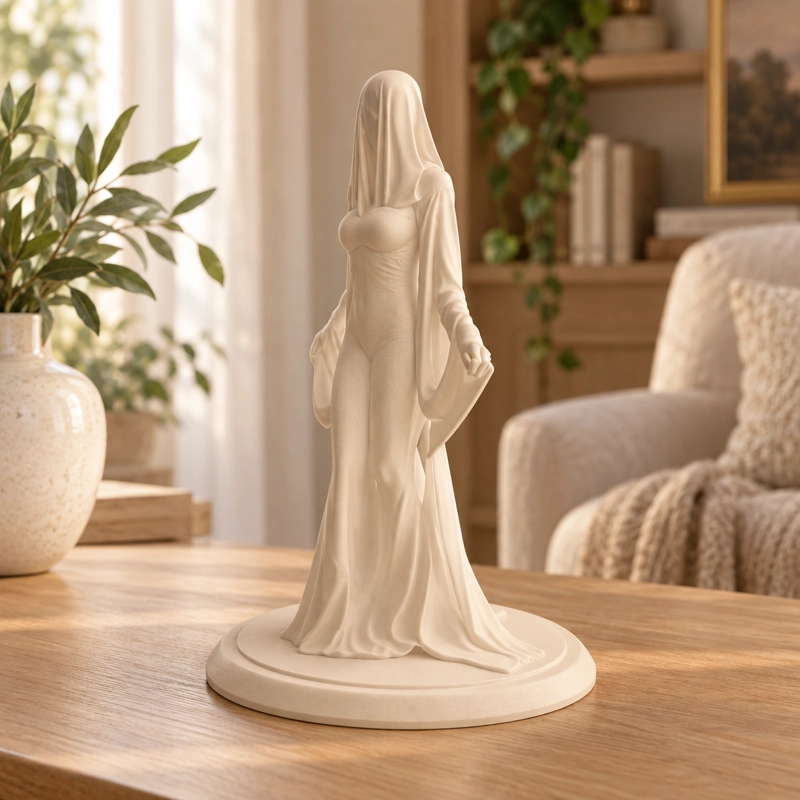 ESCULTURA ELEGANTE PRINTS PATRO - ESTILO CHICA FANTASMA VELADA BEIGE - 2
